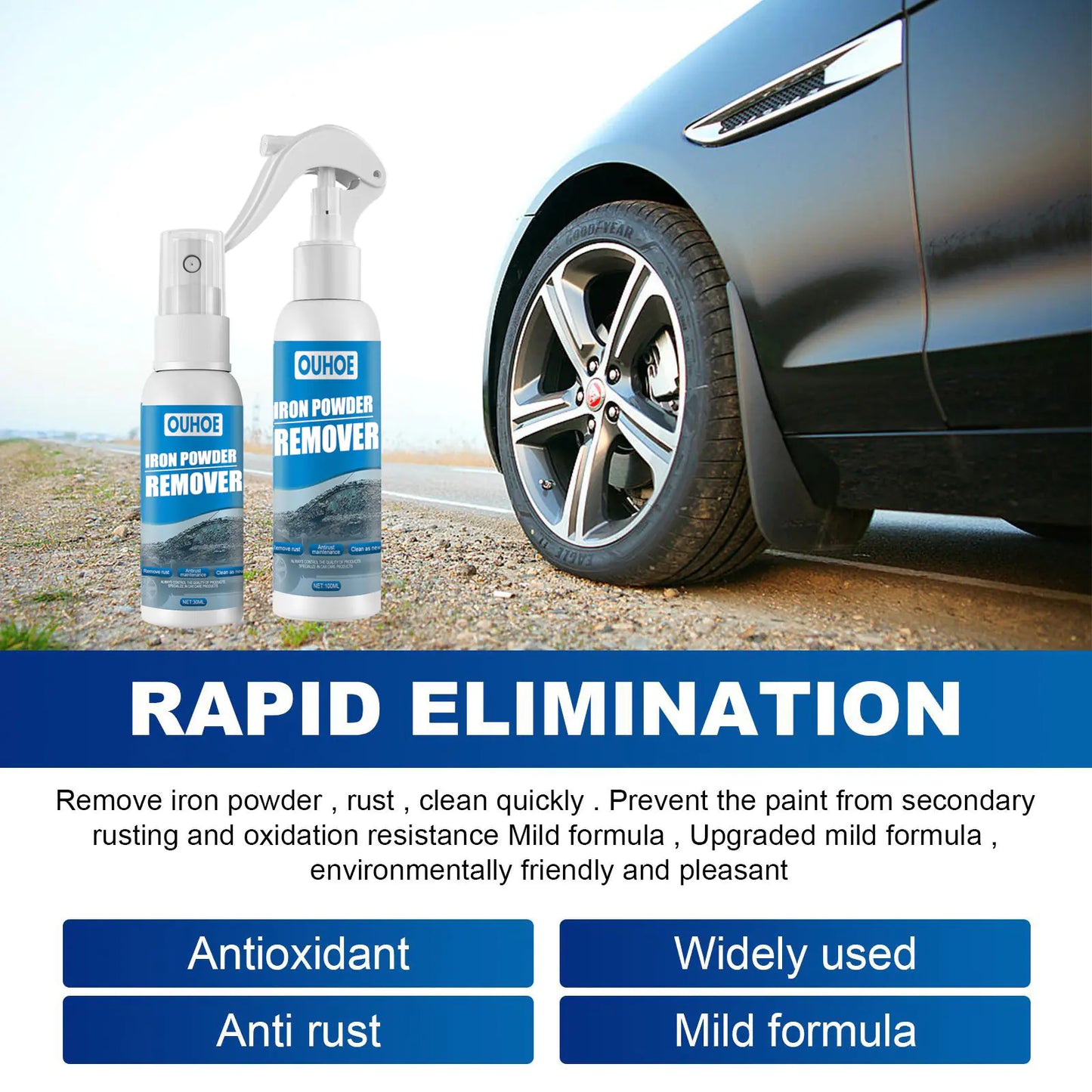 OUHOE Car Rust Remover Spray - Cleaning Supplies
