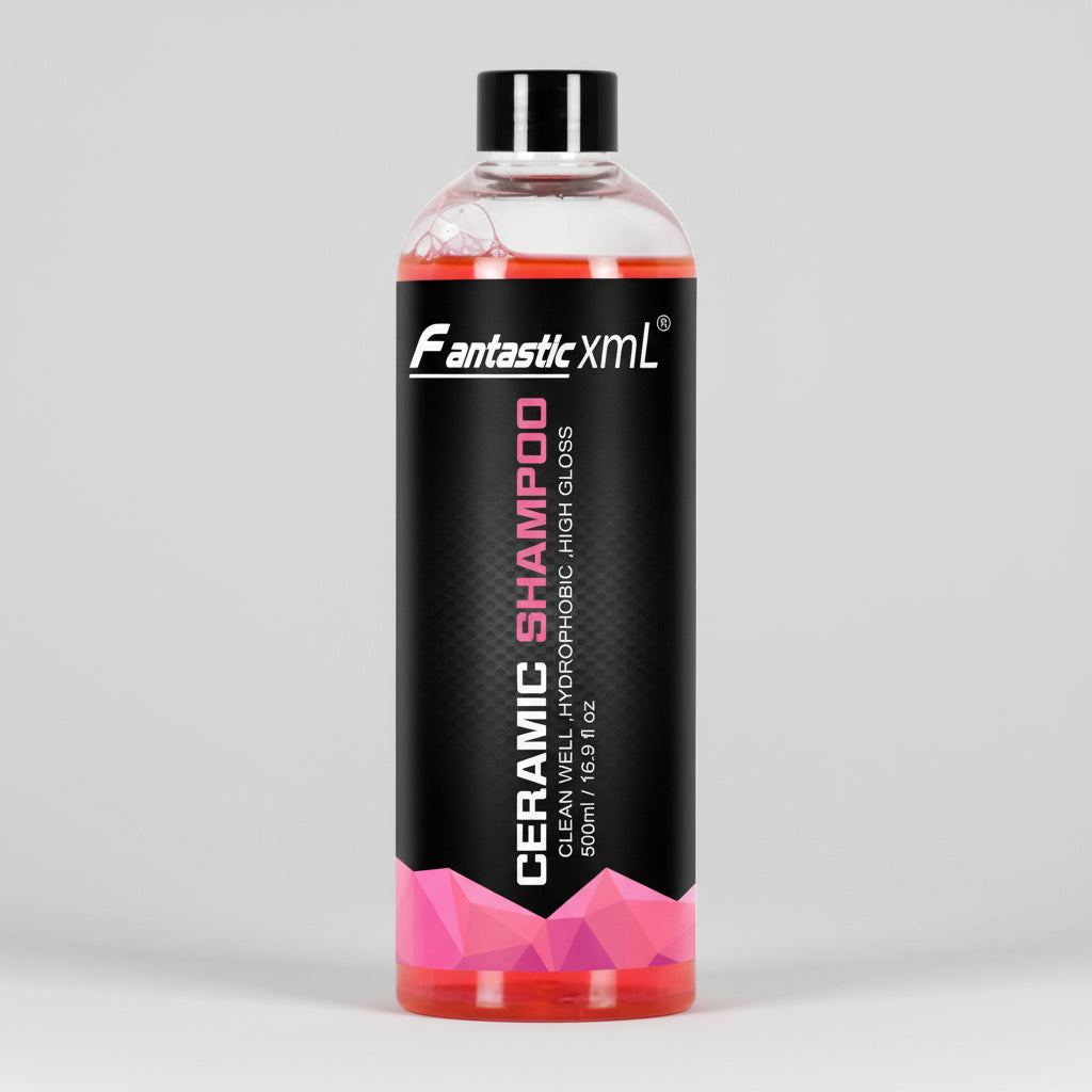 Bottle of Fantastic XML Ceramic Shampoo on a white background
