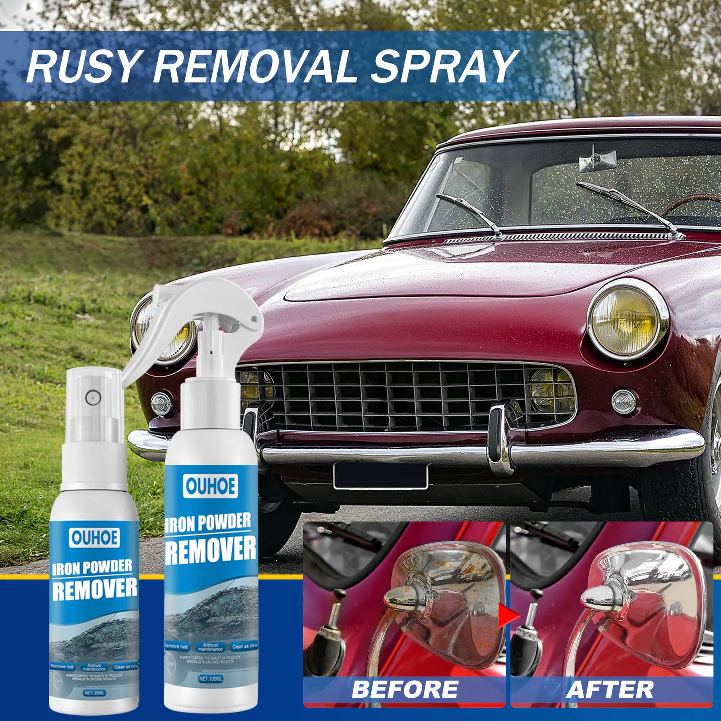OUHOE Car Rust Remover Spray - Cleaning Supplies