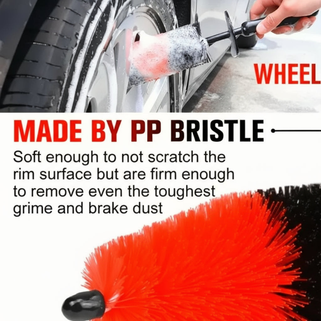 Car Wheel Brush with Long Soft Bristles for Detailing